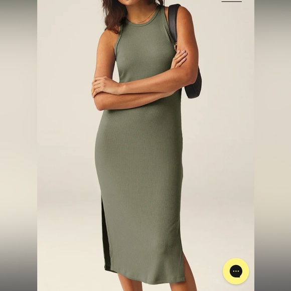 Beyond Yoga Formation Green Ribbed Dress NWOT - Picture 1 of 7